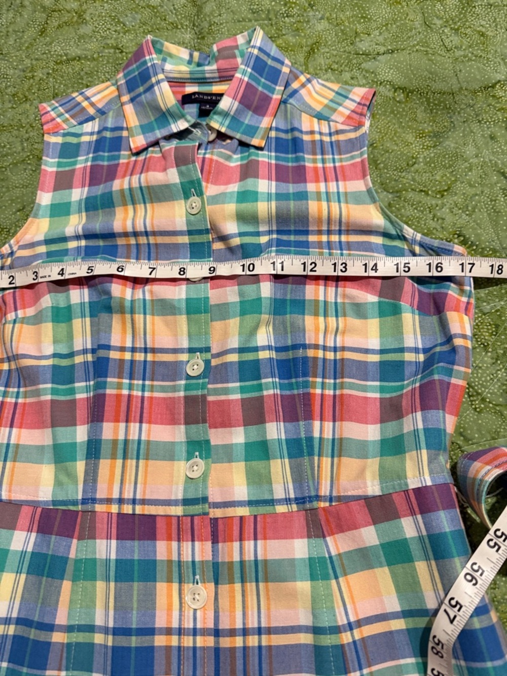 Lands End pink,yellow, blue & green Plaid Dress Excellent like NEW SIZE 4 - Picture 7 of 11